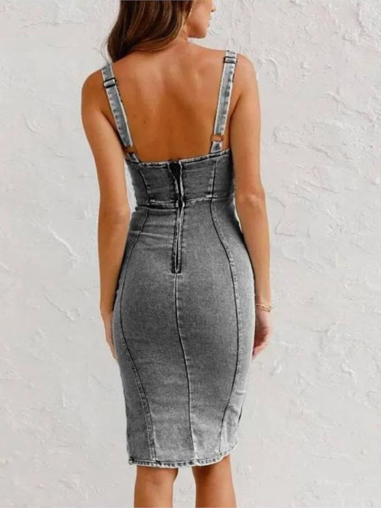 Mary Denim Dress with Adjustable Straps